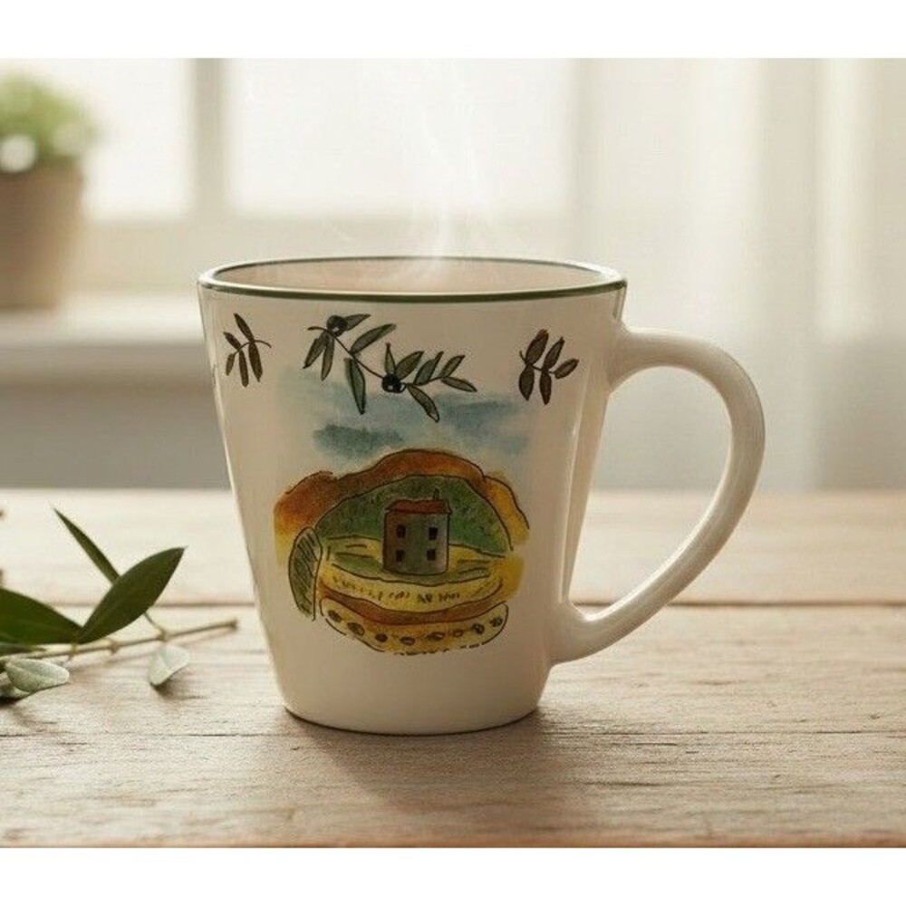 Rosanna Import Coffee Mug Tuscany Pattern Made In Italy House on Rolling Hill